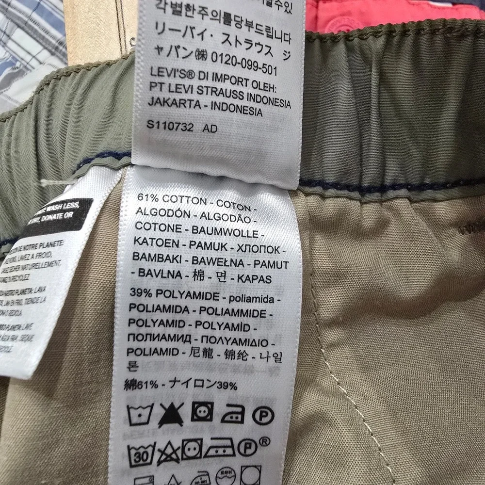 Levis XX Chino Easy Shorts Mens‎ XXL Olive Green Elastic Waist A7366-0020